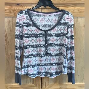 Victoria’s Secret Winter fair-isle thermal sleep pajama night shirt size S